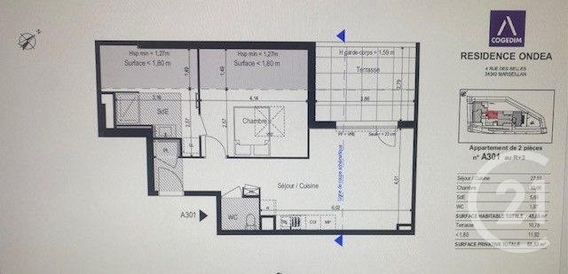 Afficher la photo en grand Appartement F2 à louer - 2 pièces - 45 m2 - Marseillan - 34 - LANGUEDOC-ROUSSILLON